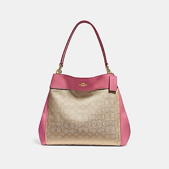 Coach Lexy Shoulder Bag In Signature Jacquard / Peony Pink - Picture 1 of 14